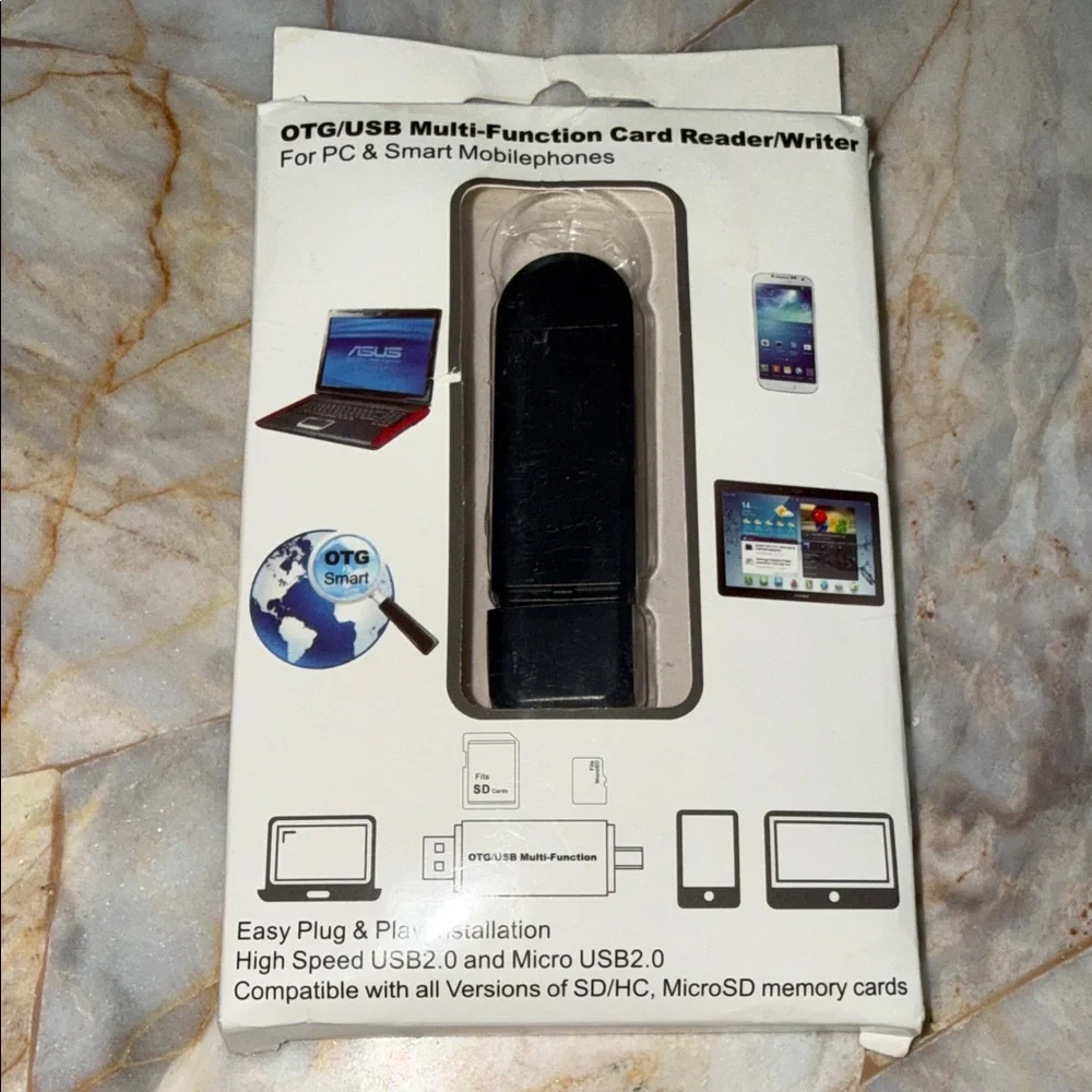 OTG USB Multi-Function Card Reader Writer for‎ PC and Android Micro USB Black
